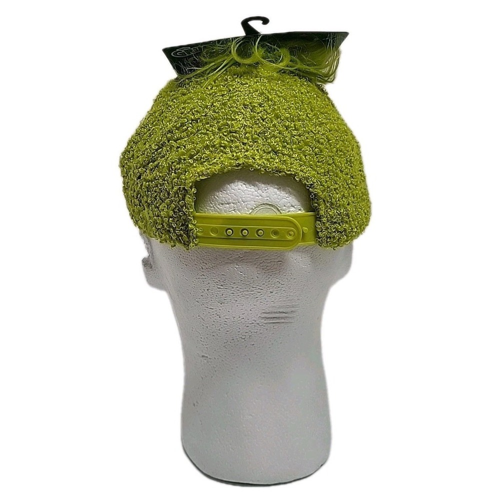 Dr Suess FUZZY The Grinch Hat Adjustable Cap Yellow Green Fuzzy NWT - Picture 4 of 8